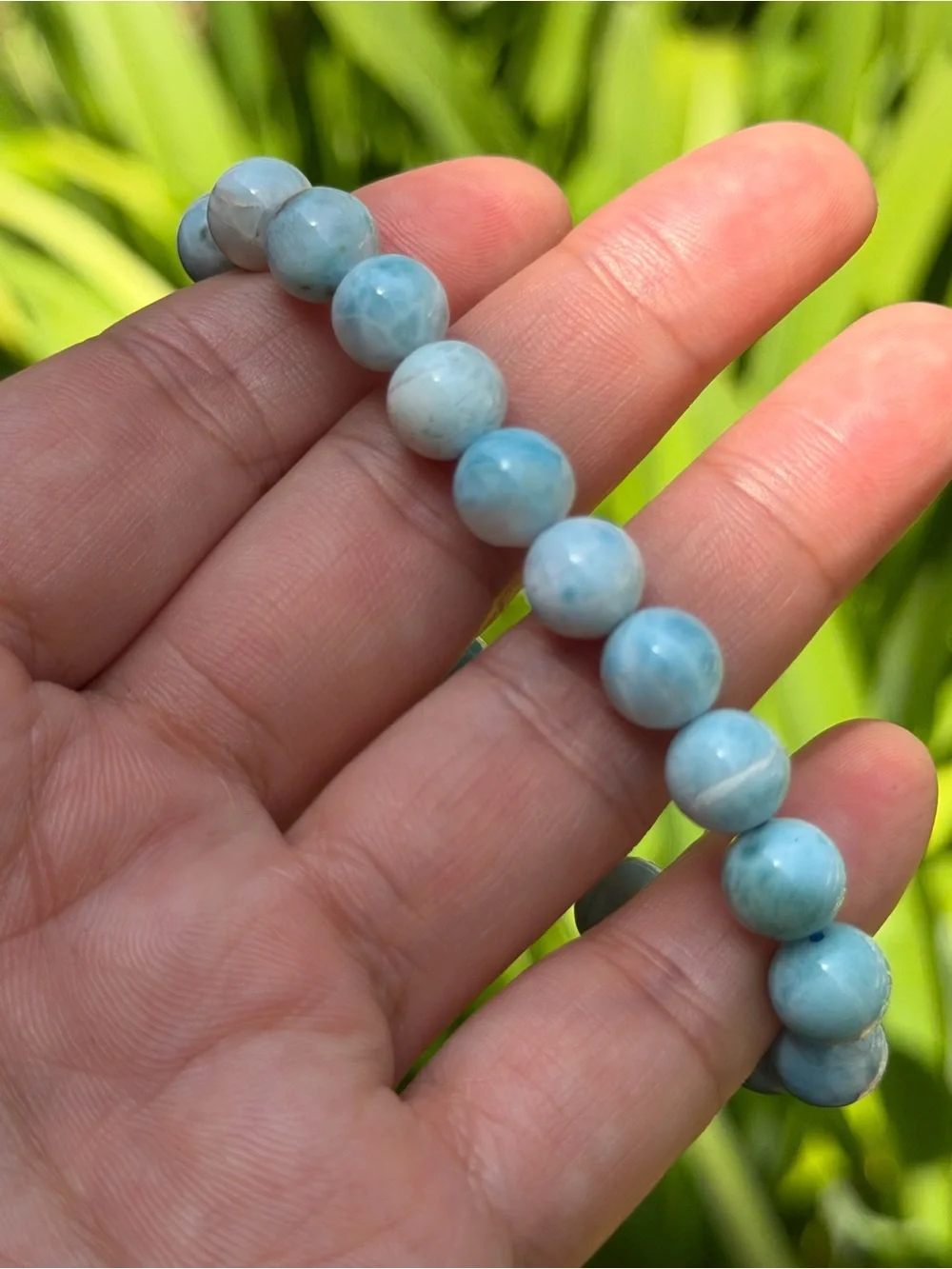 8.5mm stretchable larimar bracelet 2056